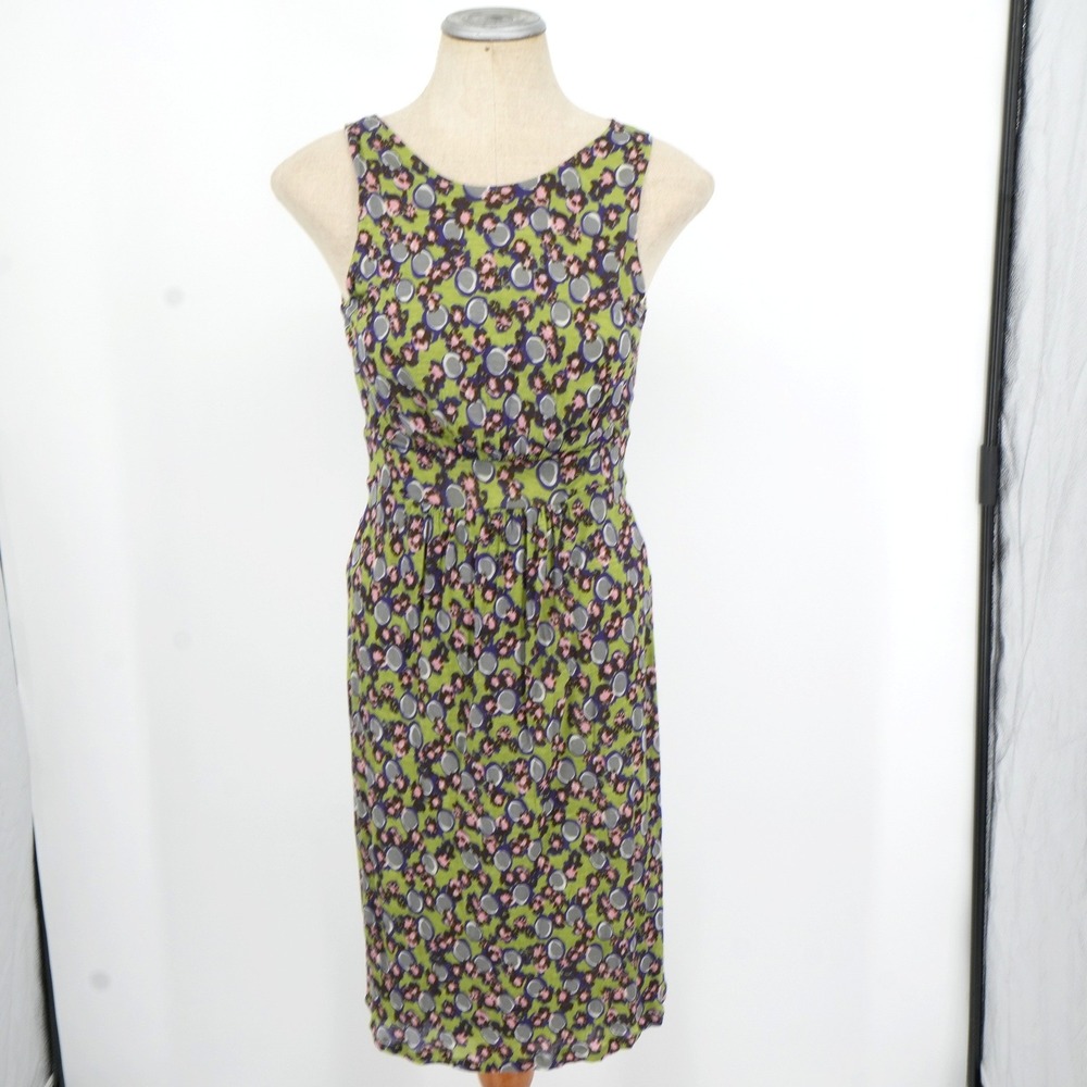 Boden Jersey Dress Womens US 2 Green Floral Sleeveless Empire Waist WH268